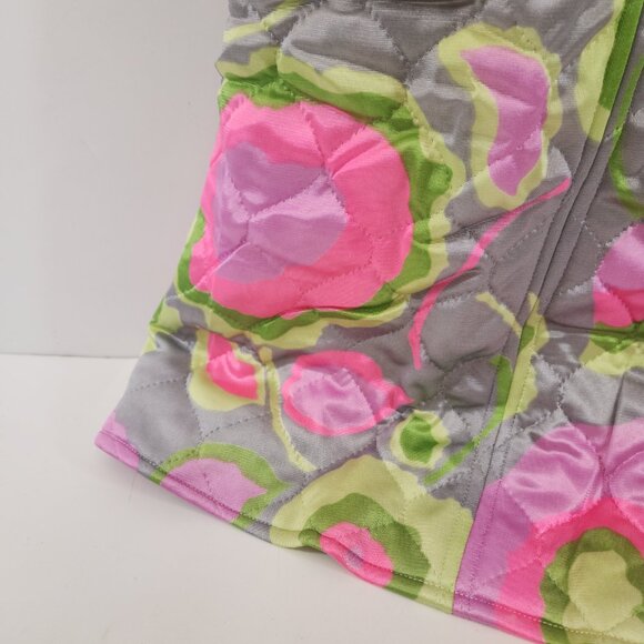 Vintage Neon Poppy Quilted Floral Womens Pea Coat Handmade - Picture 3 of 12